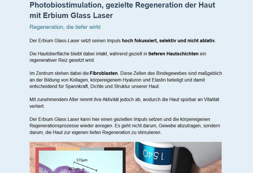 Newsletter Ausschnitt Erbium Glass Laser